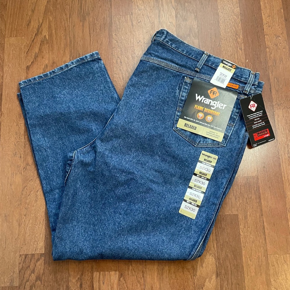 Wrangler FR Flame Resistant Relaxed Fit Denim Jeans 52x30 Workwear